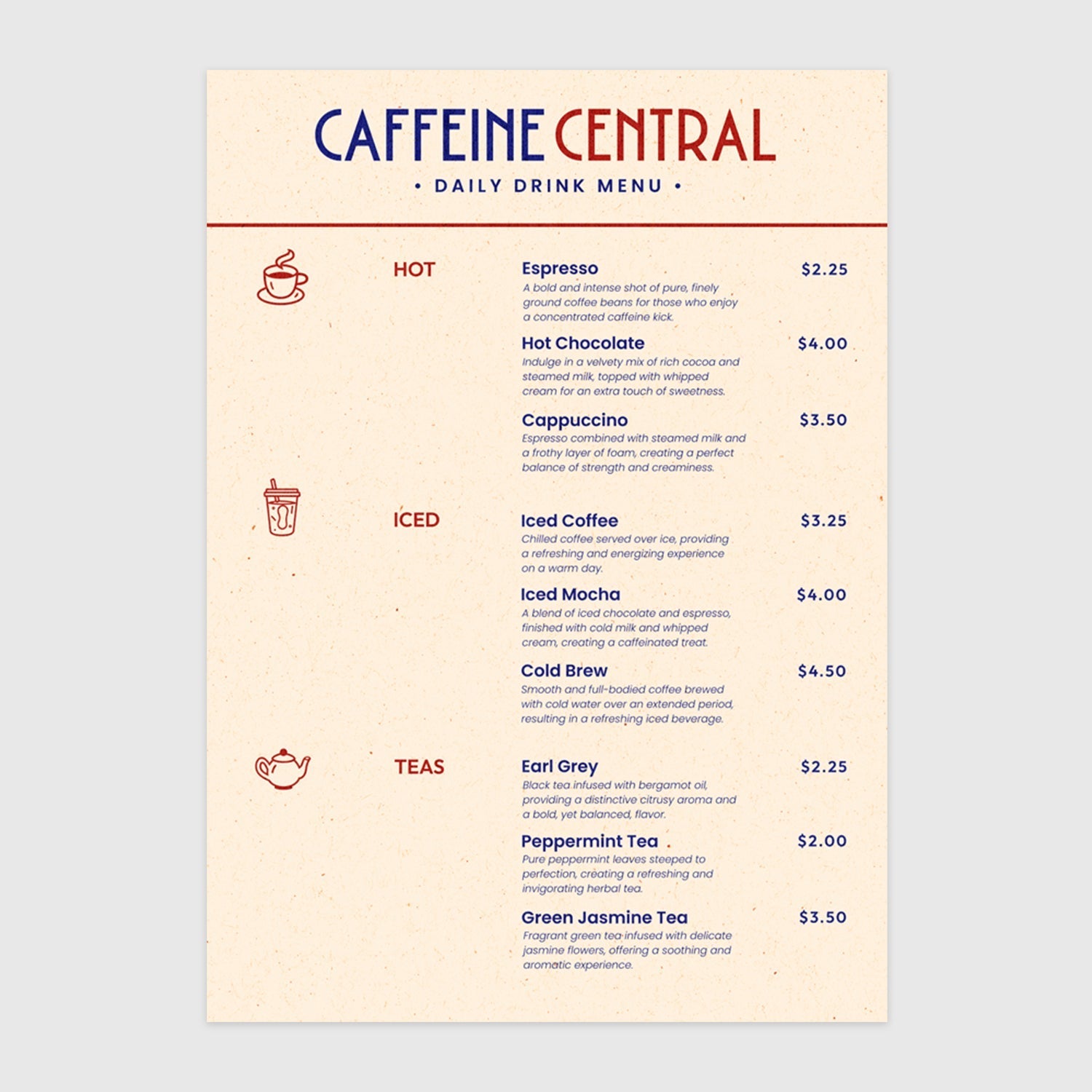 Meniu cafea I